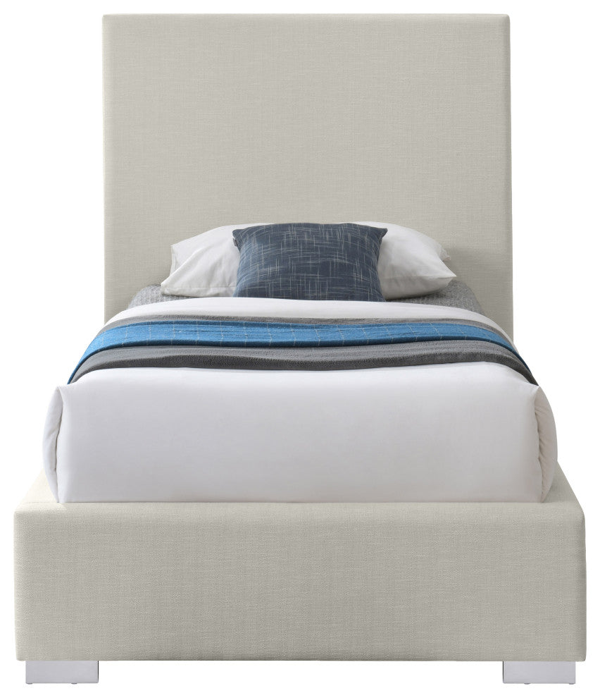 Crosby Linen Upholstered Bed, Beige, Twin