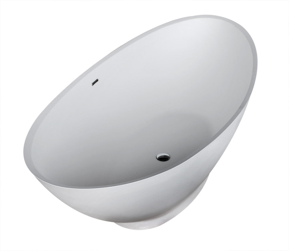 ANZZI Masoko 6.2-ft Solid Surface Freestanding Tub, Matte White