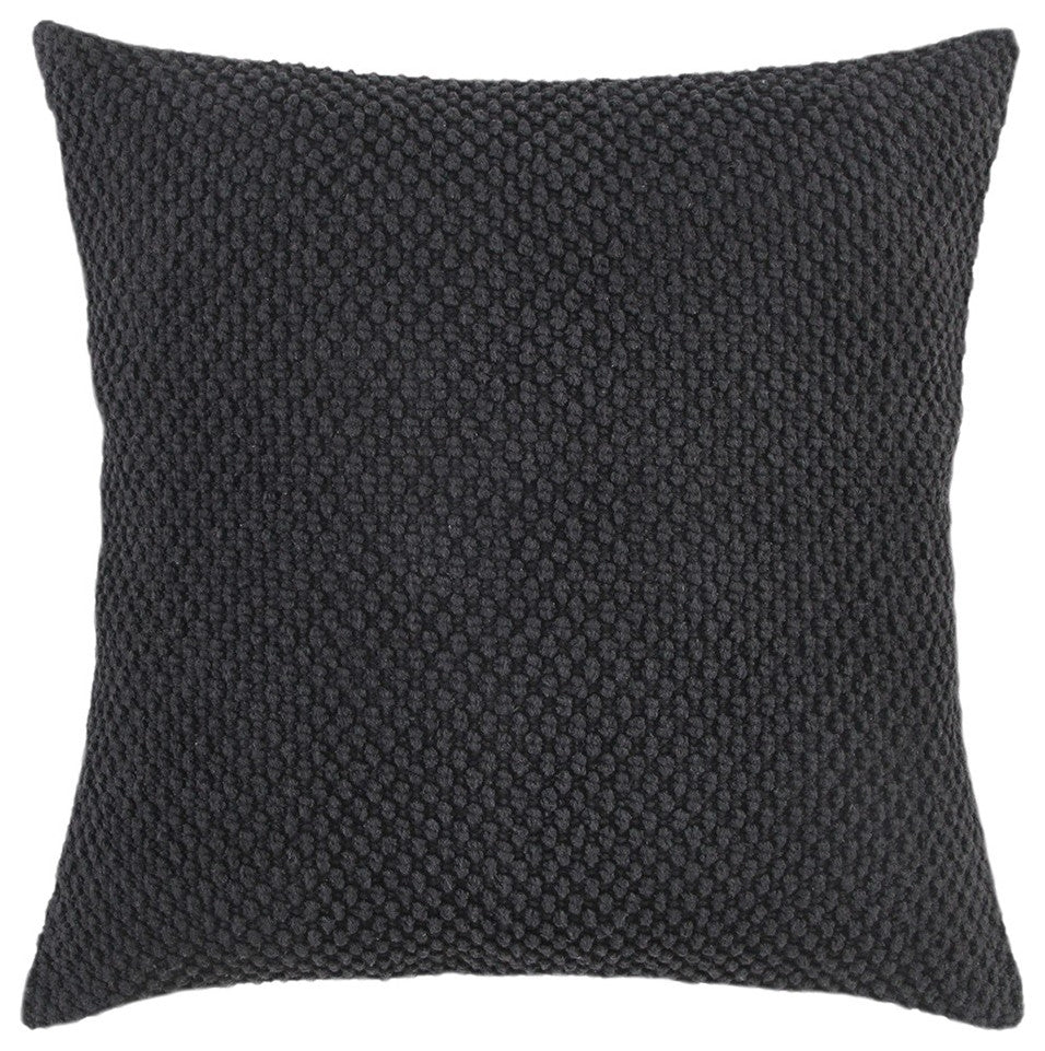 Black Nubby Textured Modern Throw Pillow