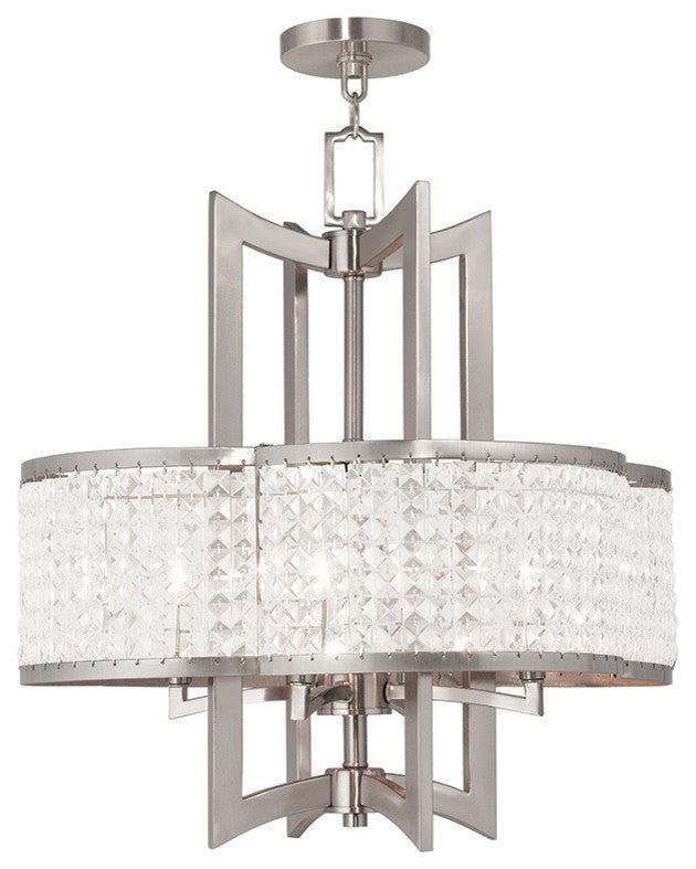 Livex 50575-91 4 Light Brushed Nickel Chandelier, Brushed Nickel