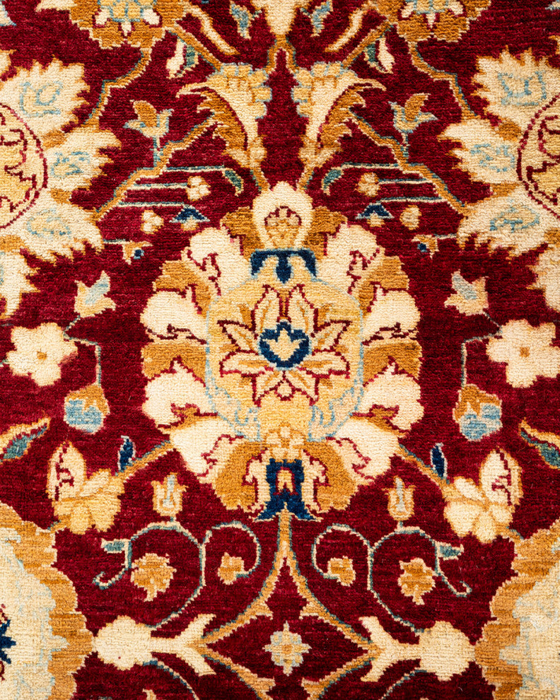 Ottoman, One-of-a-Kind Handmade Area Rug Red, 6' 1" x 9' 2"