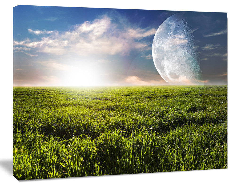 Green Field under Bright Sunlight, Landscape Canvas Art Print, 40"x30"