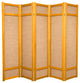 6' Tall Jute Shoji Screen, 5 Panel, Honey