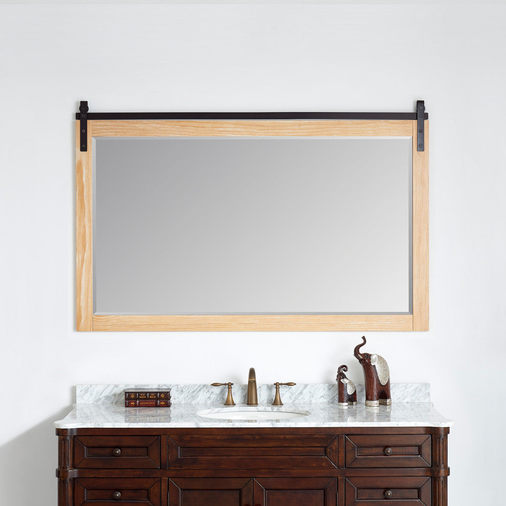 Cortes Rectangular Wall Mount Mirror, Weathered Pine, 60"