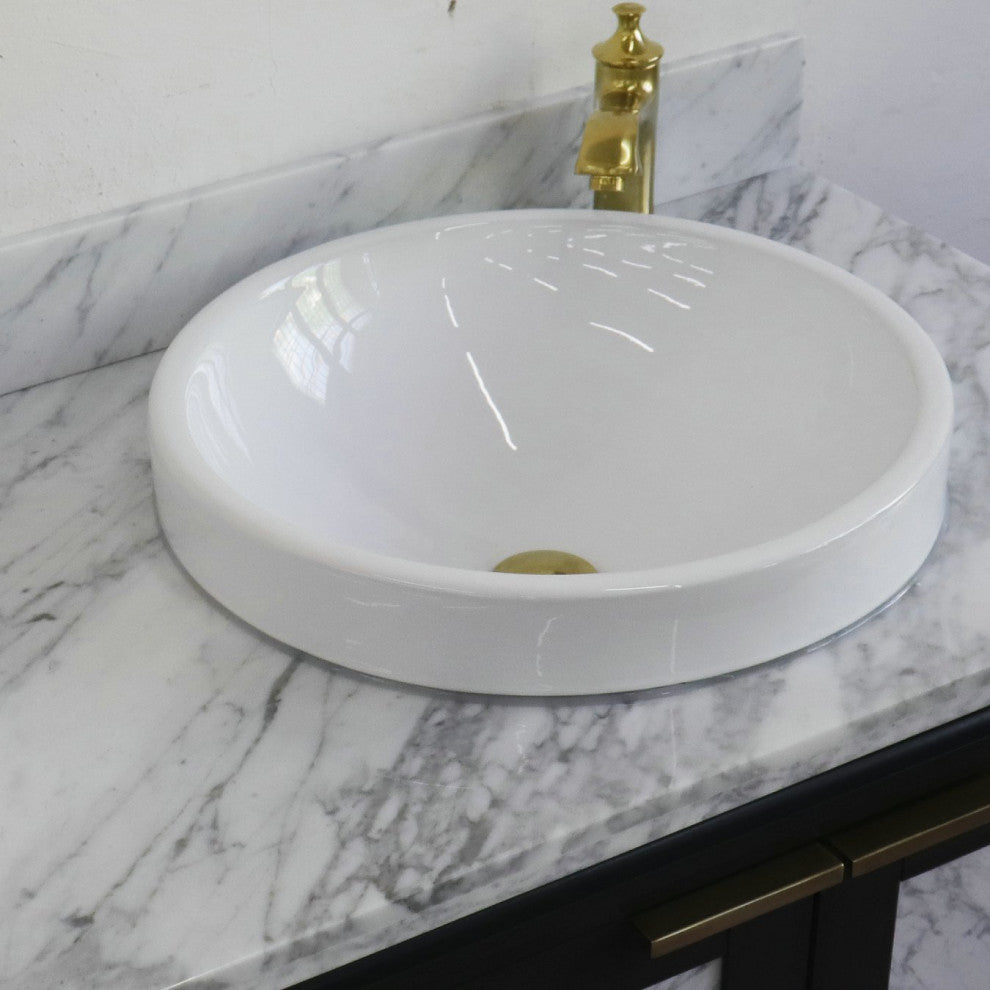 43" Single Vanity, Dark Gray Finish With White Carrara
