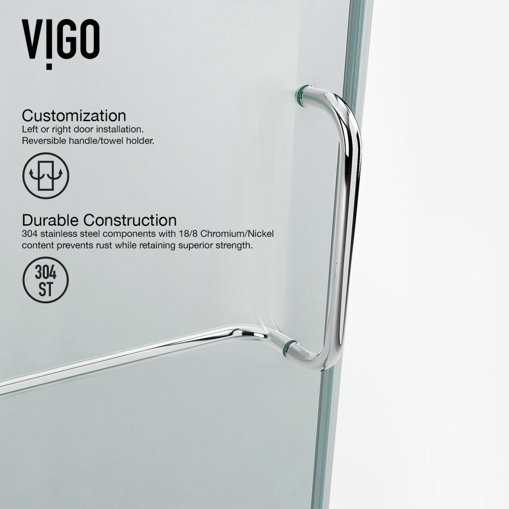 VIGO Piedmont Frameless Hinged Neo-Angle Shower Enclosure, Chrome, 38" D X 38" W, Without Base