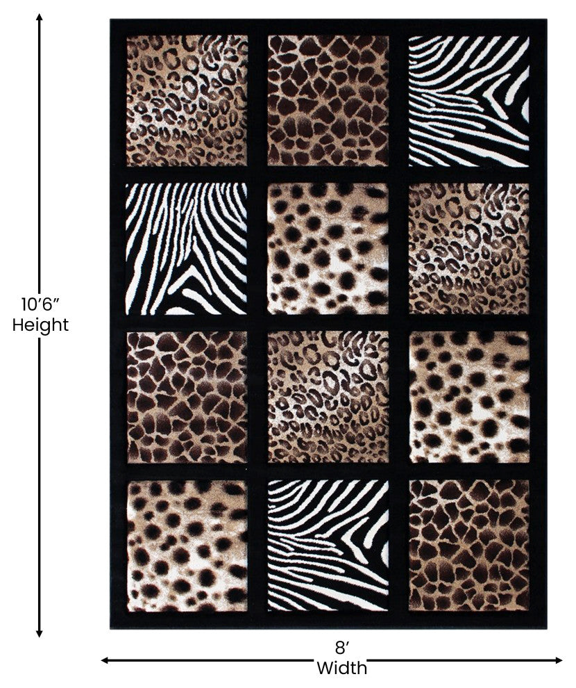 Angie Collection Rectangle 8' x 11' Animals Design Raised Squares Area Rug