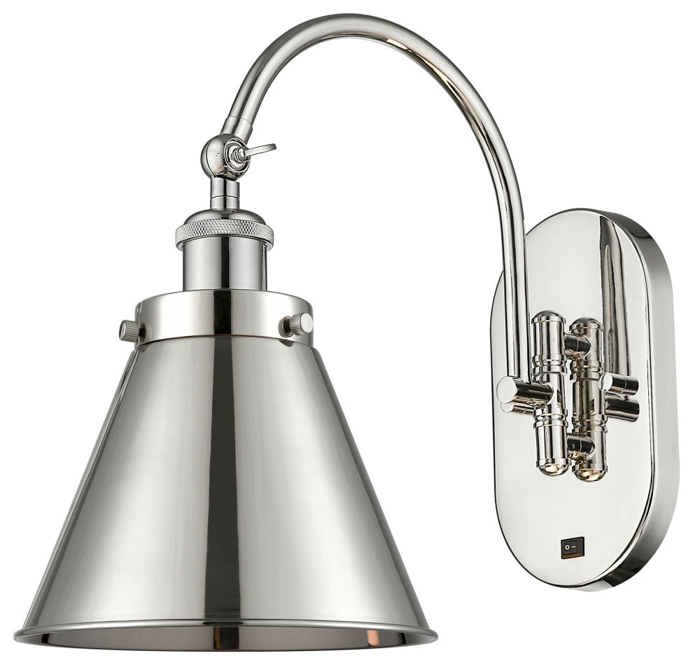 Innovations 918-1W-PN-M13-PN 1 Light 8" Sconce, Polished Nickel