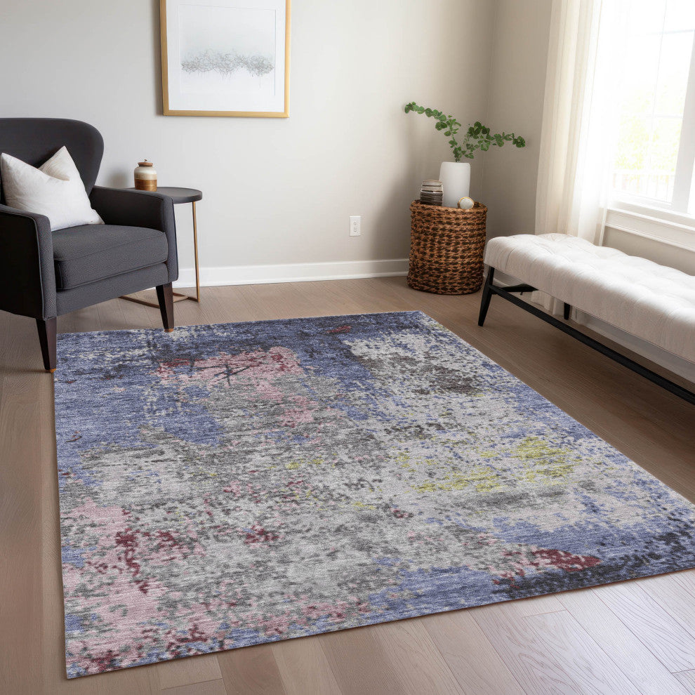 Machine Washable Indoor/Outdoor Chantille ACN1911 Blue 8' x 10' Rug