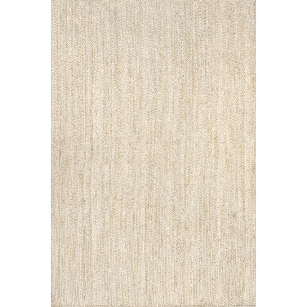Nuloom Rigo Hand Woven Farmhouse Jute Area Rug, Off White 5'x8'