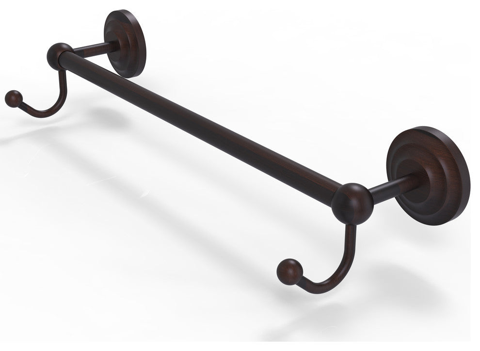 Prestige Que New 36" Towel Bar with Integrated Hooks, Venetian Bronze