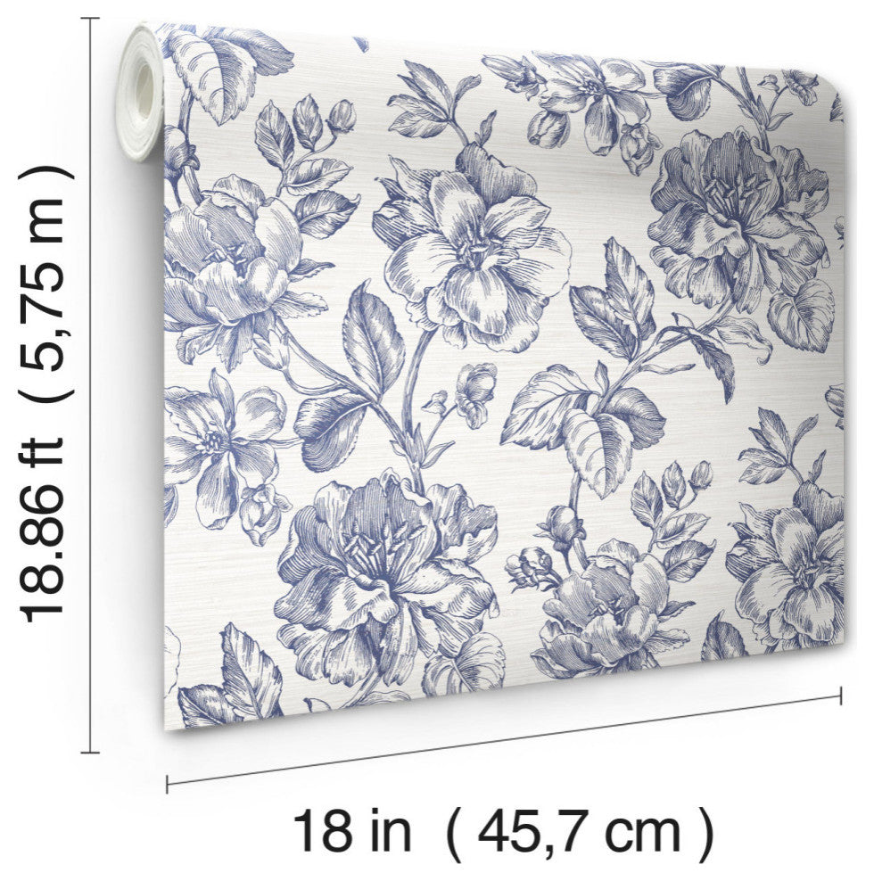 Blue Flower Girl Peel and Stick Wallpaper Blue By Roommates