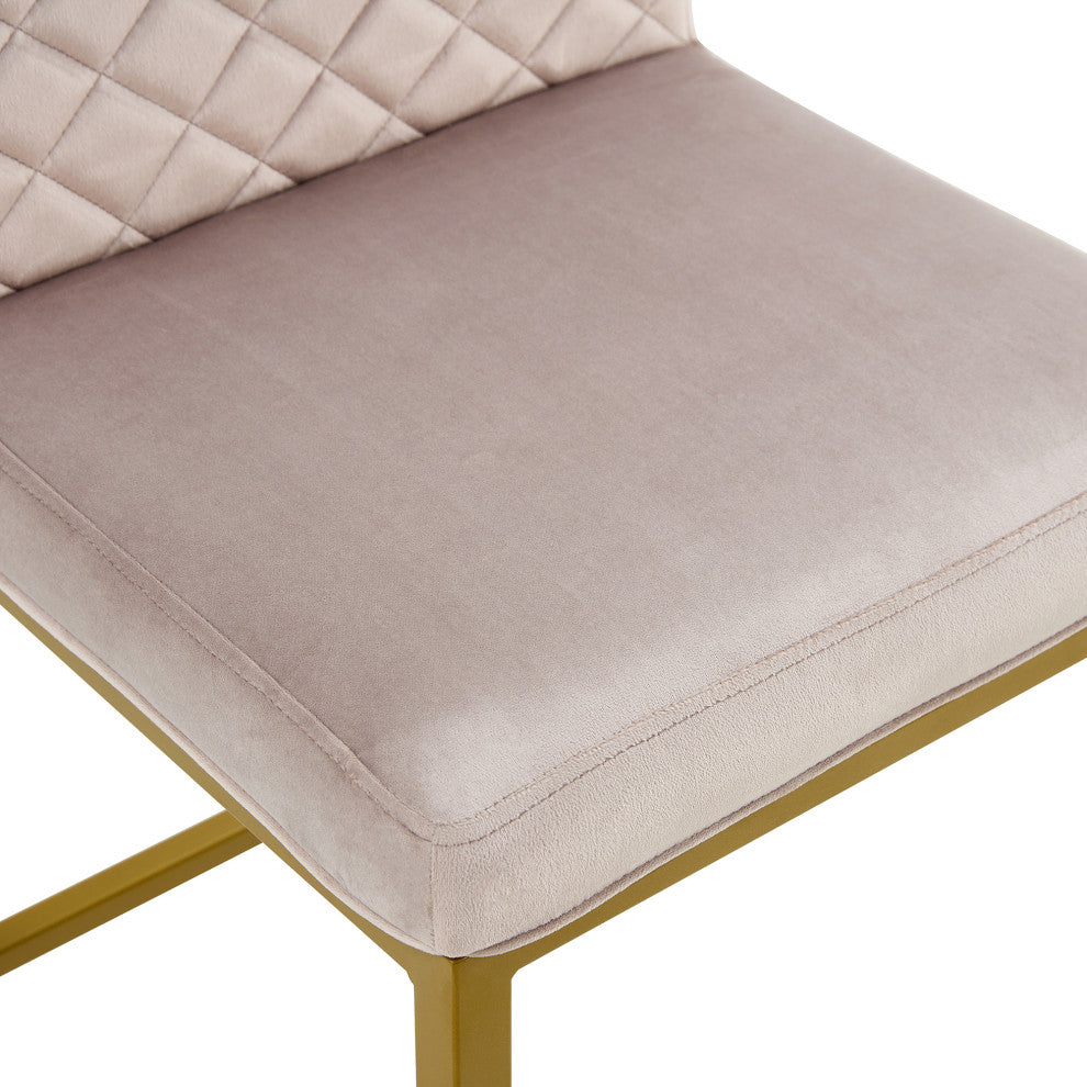 Modern Velvet 2 Bar Chair, Metal Legs for Dining,Kitchen and Bar, Beige Brown