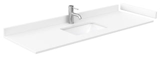 60"SGL Bathroom Vanity White, White Cult. Marble Countertop, Sink, Nickel Trim