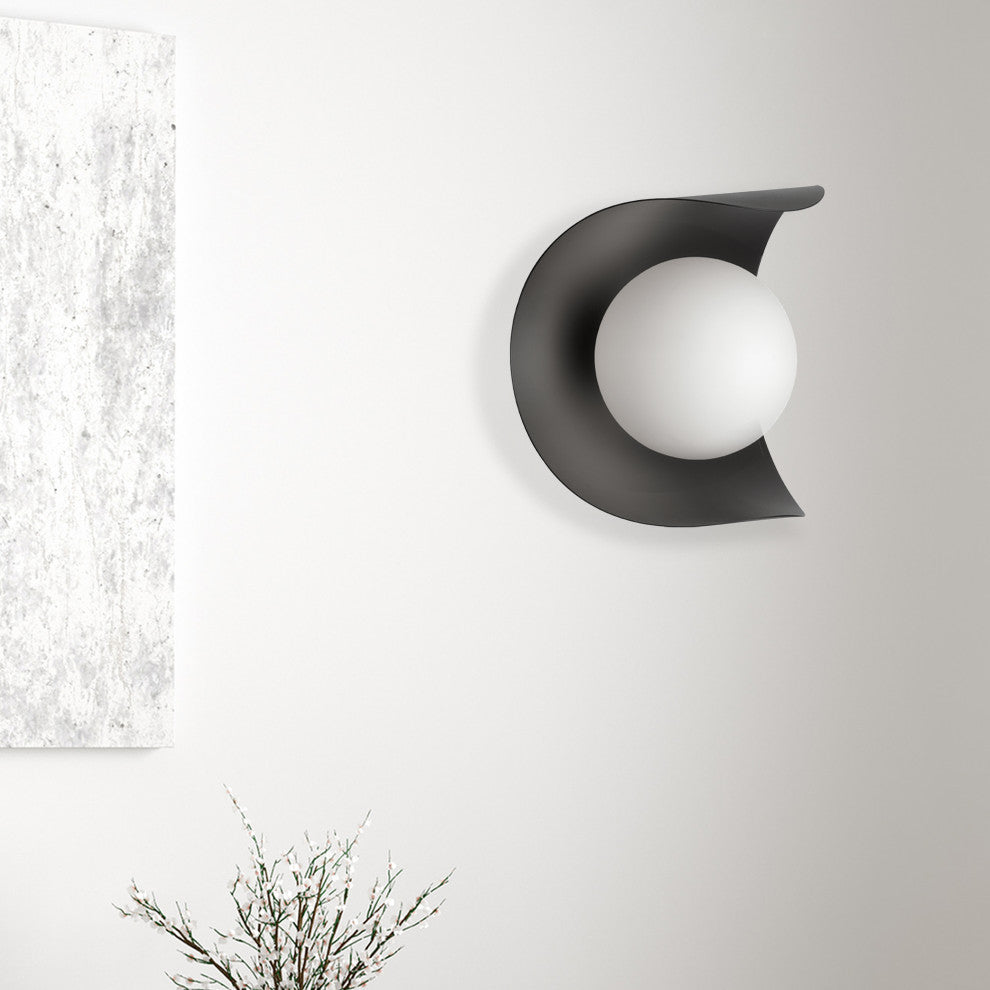 Crescent 1 Light Wall Sconce Matte Black Finish