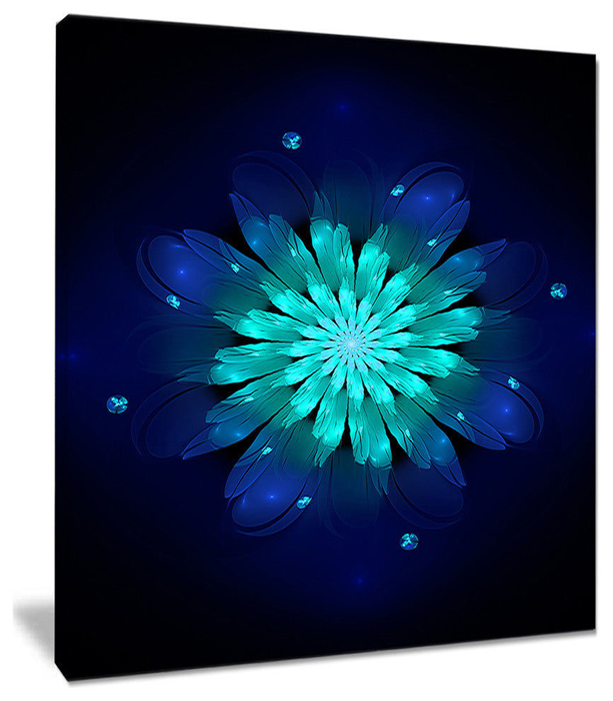 "Fractal Flower, Blue and Turquoise" Floral Art Canvas Print, 30"x40"