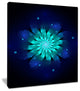 "Fractal Flower, Blue and Turquoise" Floral Art Canvas Print, 30"x40"