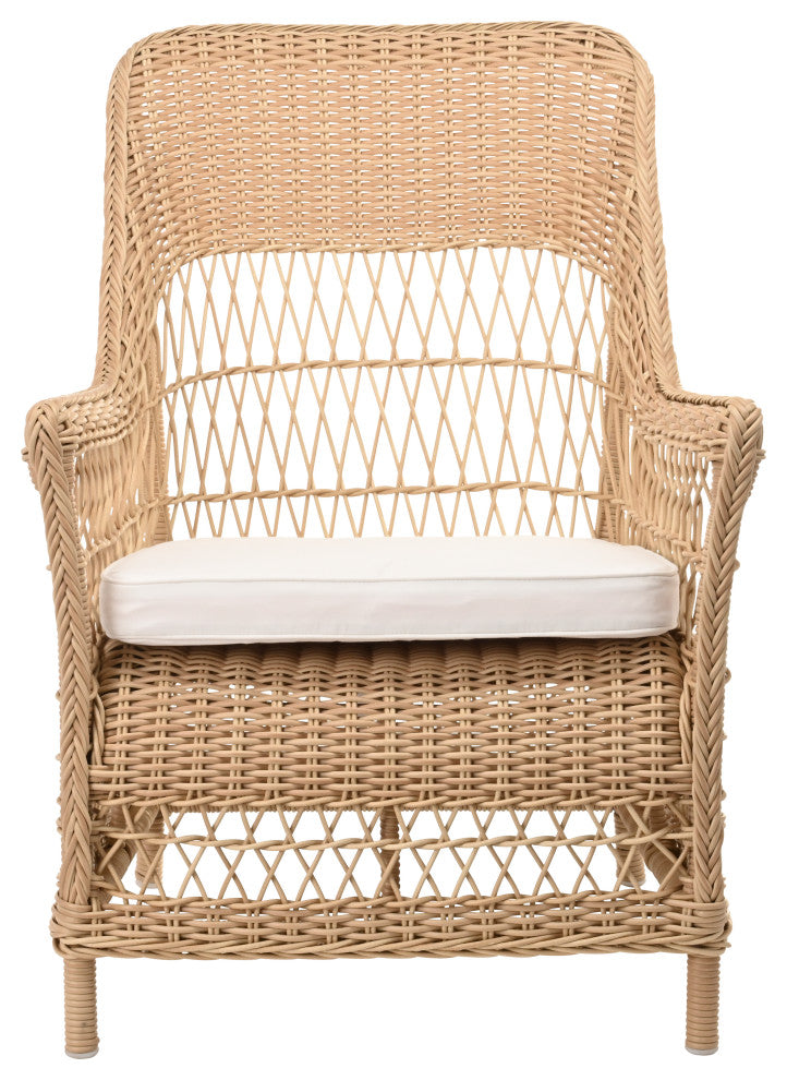 Dawn Chair With Cushion, Natural Finish, Canvas White Upholstery