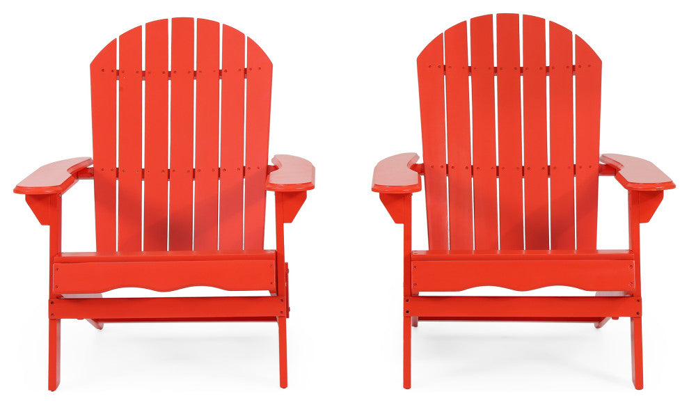 Cartagena Outdoor Acacia Wood Folding Adirondack Chair, Set of 2, Red
