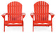 Cartagena Outdoor Acacia Wood Folding Adirondack Chair, Set of 2, Red