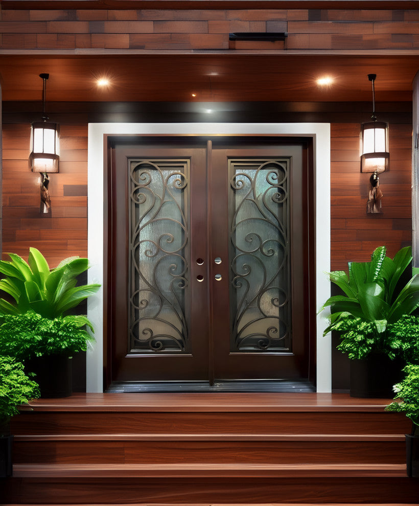 Exterior Front Entry Composite Double Door FRC08, 60"x80", Left Opening Inward