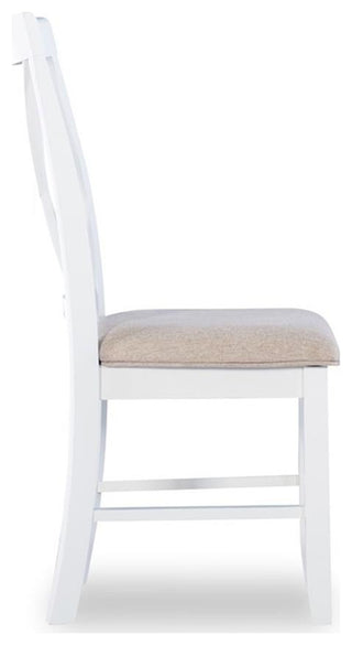 Linon Jane Set of 2 Upholstered X-Back Dining Side Chairs in Vanilla White Wood