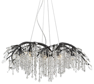 Autumn Twilight 12-Light Chandelier, Mystic Gold, Black Iron