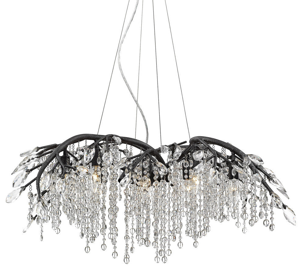 Autumn Twilight 12-Light Chandelier, Mystic Gold, Black Iron