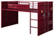 Benzara BM261728 Twin Loft Bed With Metal Frame and Slide, Red