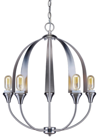 5 Light Chandelier, Brushed Nickel