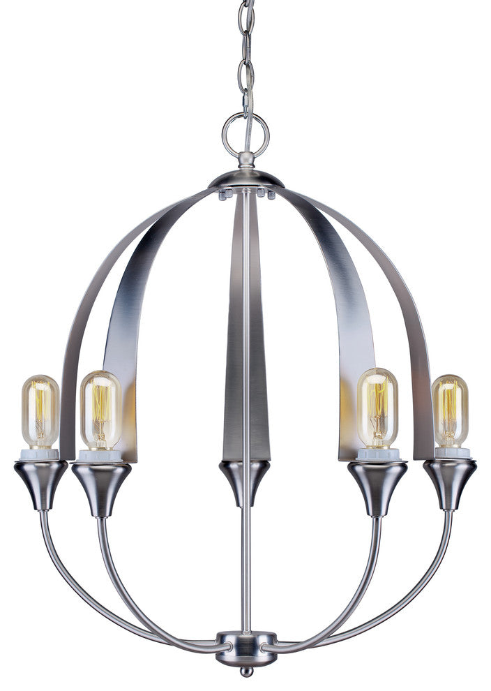 5 Light Chandelier, Brushed Nickel