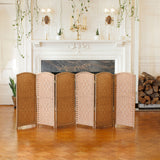 3 ft. Short Diamond Weave Fiber Room Divider Natural 6 Panel