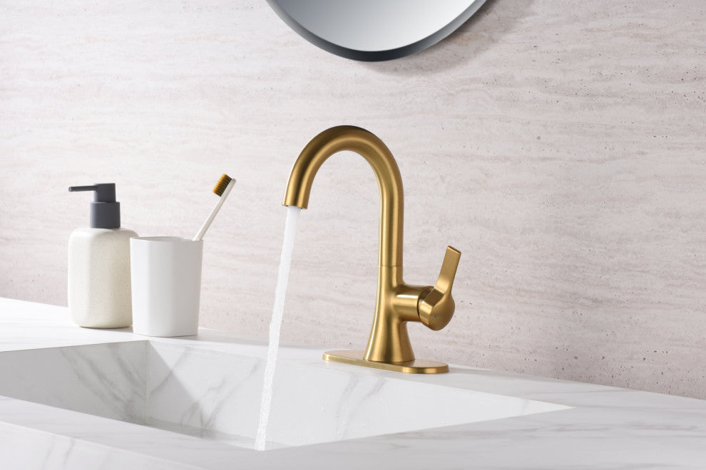 Ultra Faucets UF3800X Single Handle Bathroom Faucet, Brushed Gold