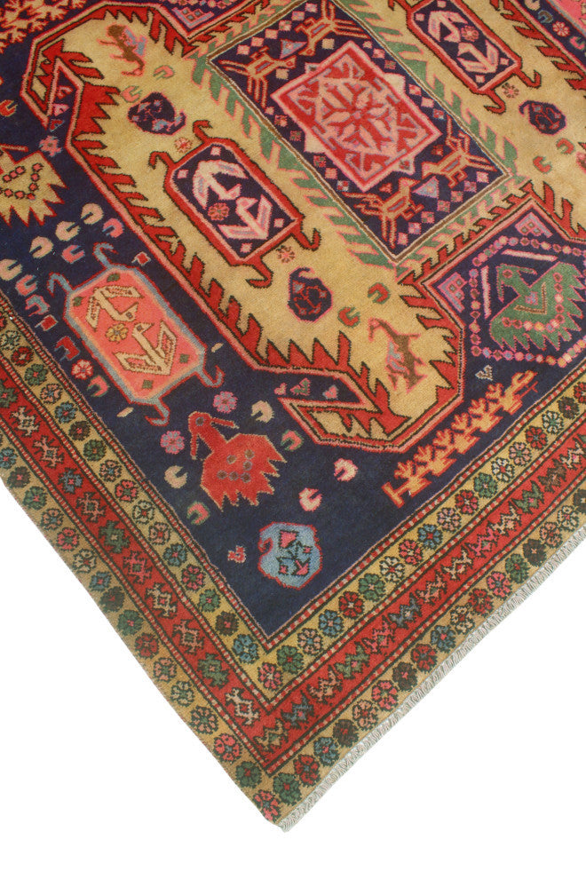 Fine Vintage Distressed Jazmine Navy/Rust Runner, 4'9x9'11