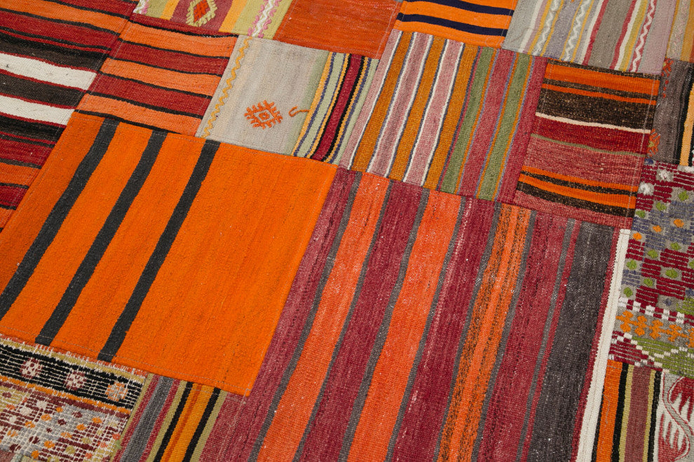 Rug N Carpet - Handmade Oriental 6' 8'' x 9' 10'' Tribal Patchwork Kilim Rug