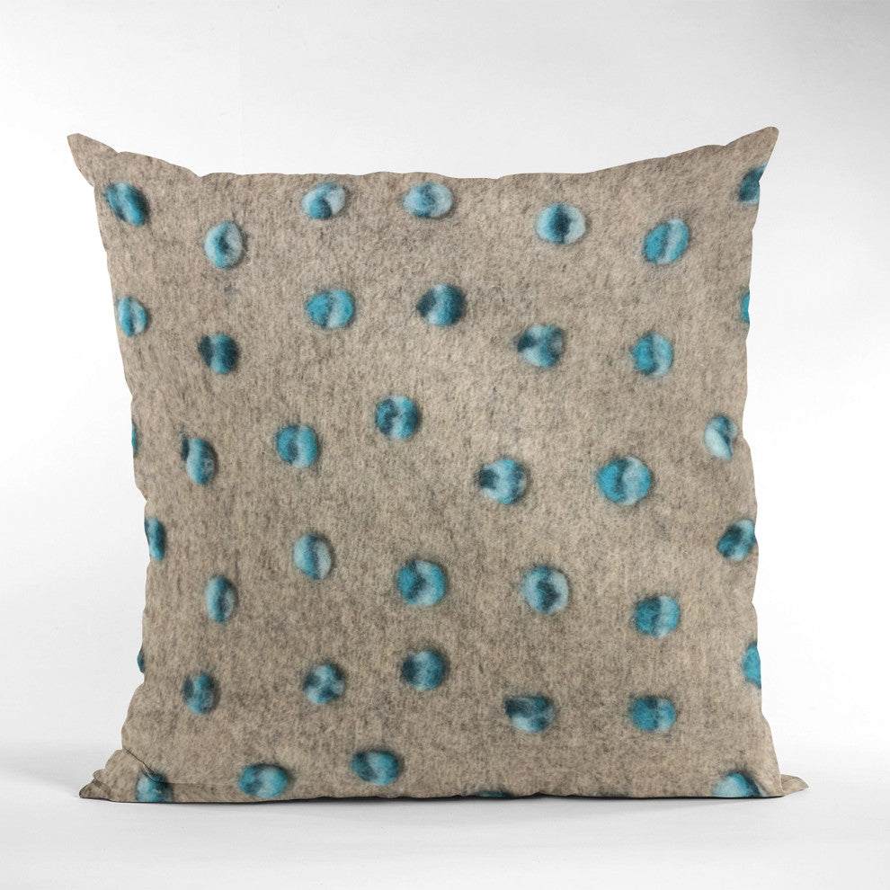 Plutus Blue Wool Dot Luxury Throw Pillow, 26"x26"
