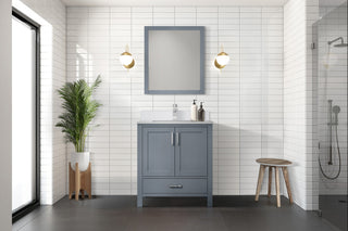 Jacques 30" Distressed Gray Single Vanity Carrara Marble Top Sink, 28" Mirror