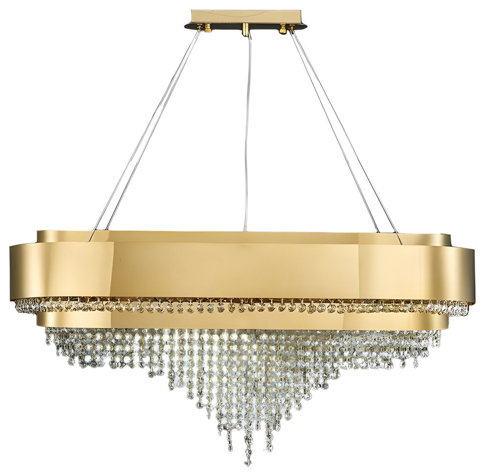 Gold hanging crystal ceiling chandelier for living room, dining room, bedroom