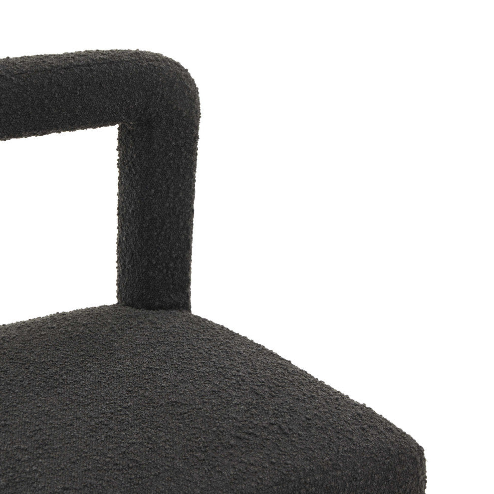Hazel Boucle Dining Chair, Black