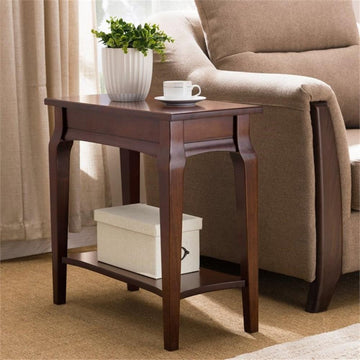 Leick Home Stratus Narrow Chairside Wood Table in Heartwood Cherry