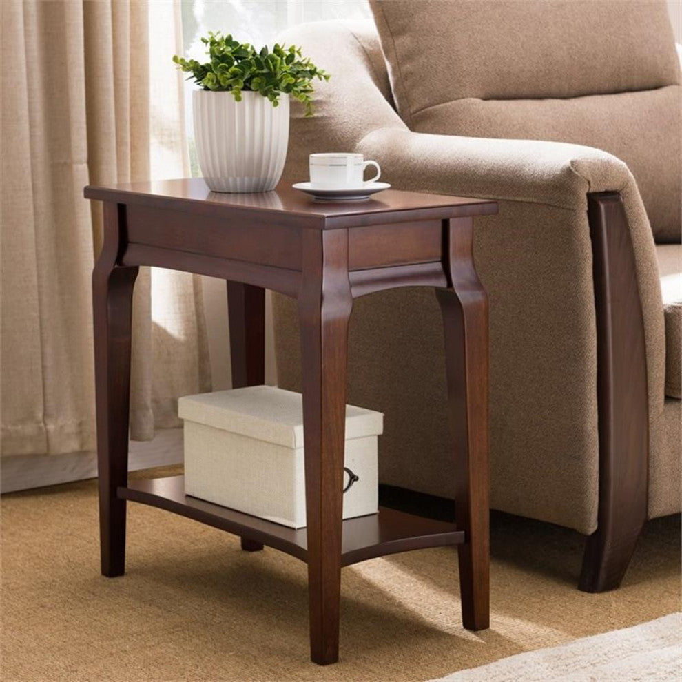 Leick Home Stratus Narrow Chairside Wood Table in Heartwood Cherry