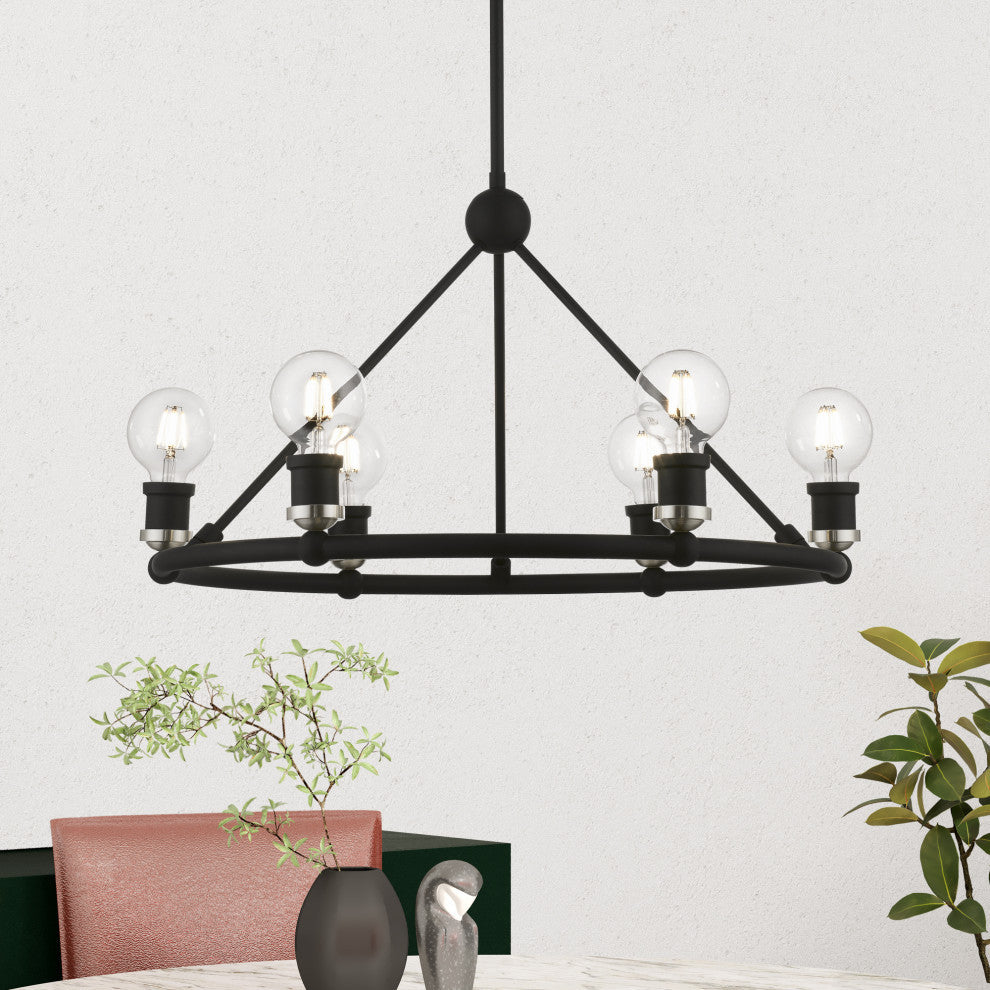 Lansdale 6 Light Black With Brushed Nickel Accents Chandelier