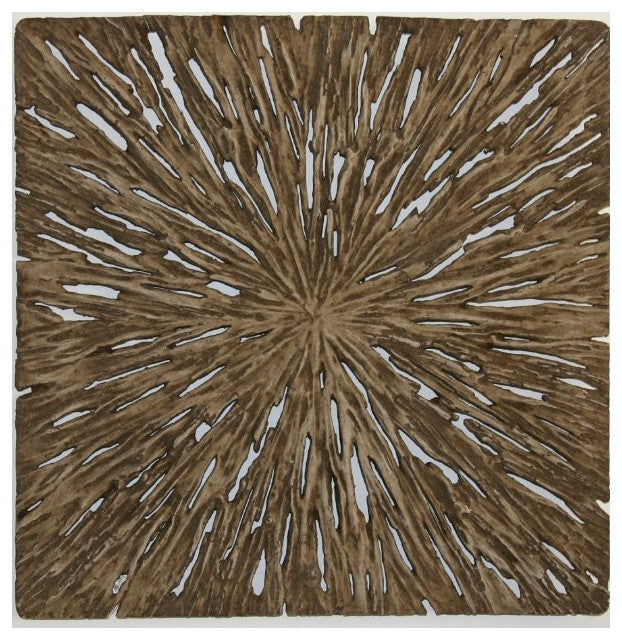 1" x 26" x 26" Brown Square Rotten Wood  Wall Decor