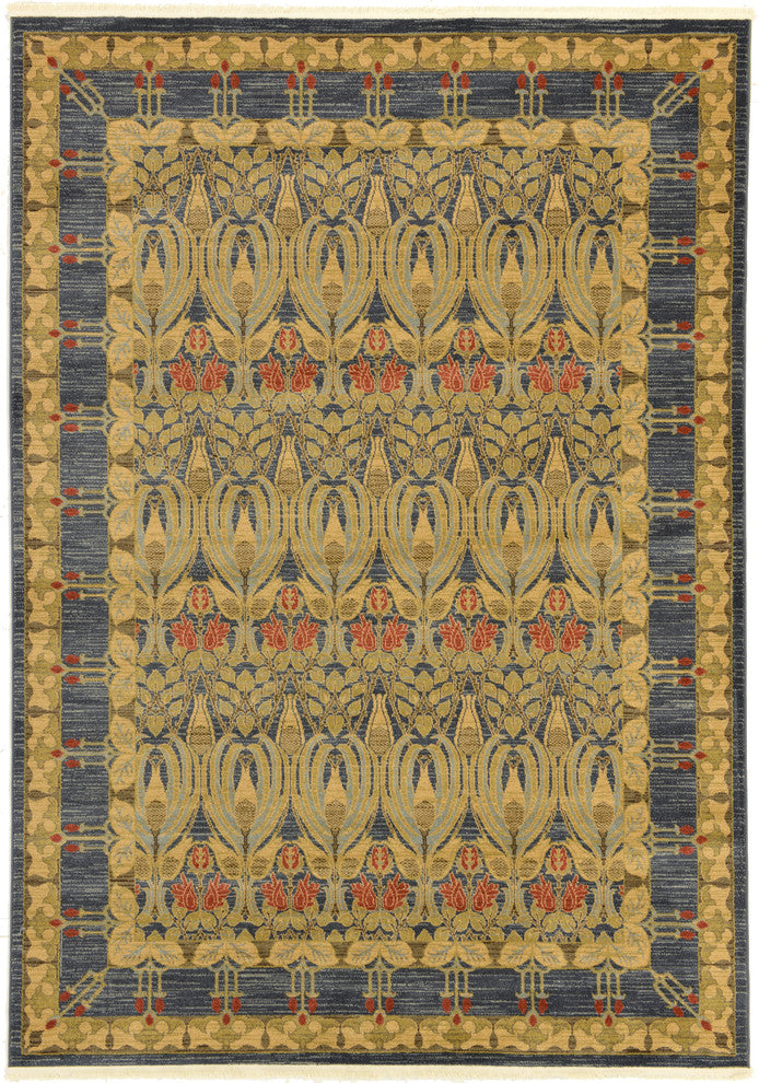 Unique Loom Navy Blue Carnation Edinburgh 7' 0 x 10' 0 Area Rug