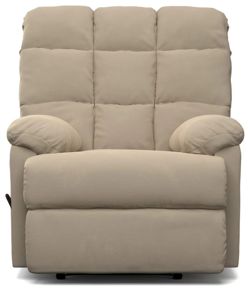 Comfortable Recliner Chair, Microfiber Seat With Biscuit Tufted Back, Beige