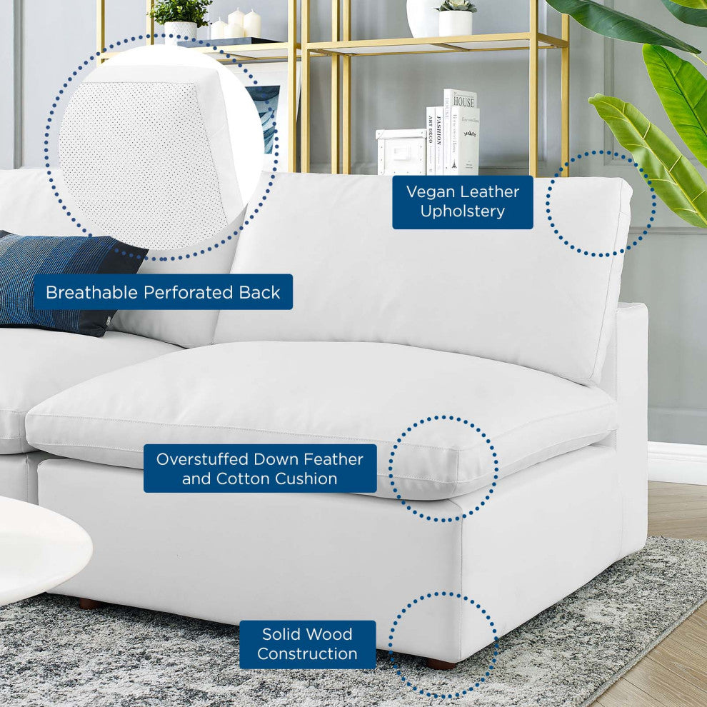 Sectional Sofa Set, Faux Vegan Leather, White, Modern, Living Lounge Hospitality