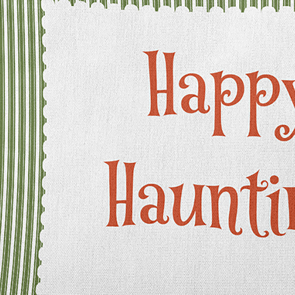 Happy Haunting Ticking Accent Pillow, Scallion, 14"x20"