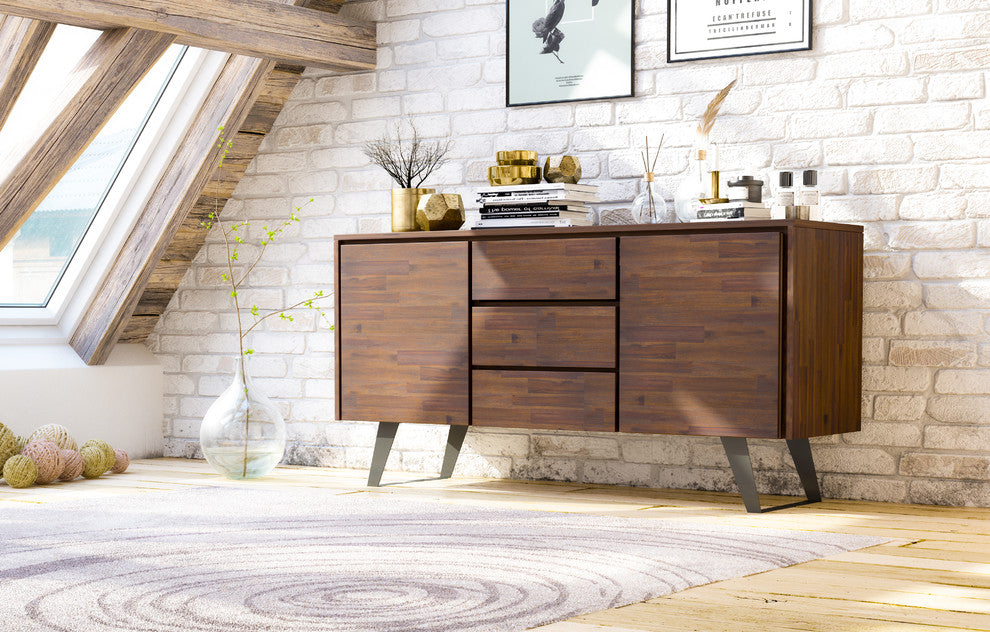 Lowry Sideboard Buffet, Distressed Charcoal Brown