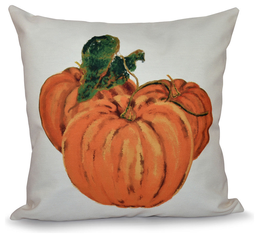 Tres Calabazas Holiday Print Pillow, White, 26"x26"