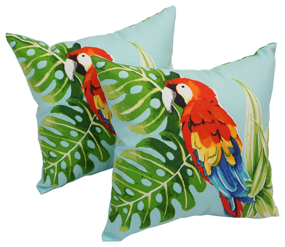 Spun Polyester 17" Outdoor Throw Pillows, Set of 2, Parrot Palm